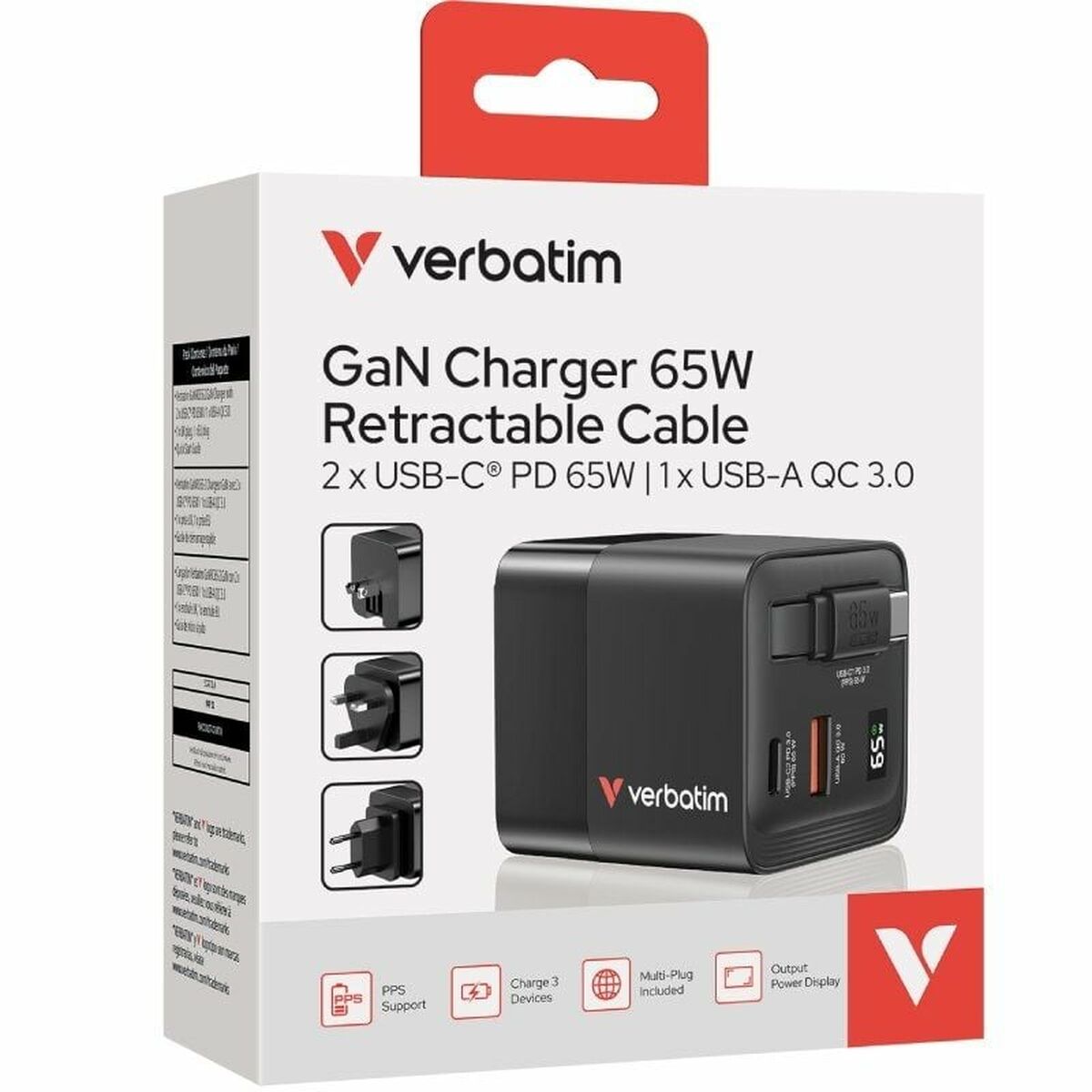 Wall Charger Verbatim 32217 65 W Black Wall Charger Verbatim 32217 65 W Black
