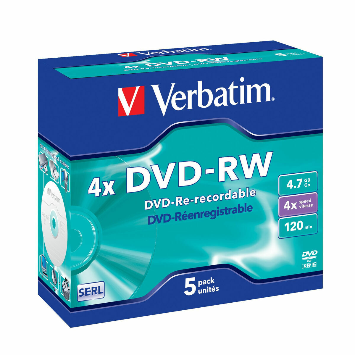 DVD-RW Verbatim VB-DMW44JC 5 Units DVD-RW Verbatim VB-DMW44JC 5 Units