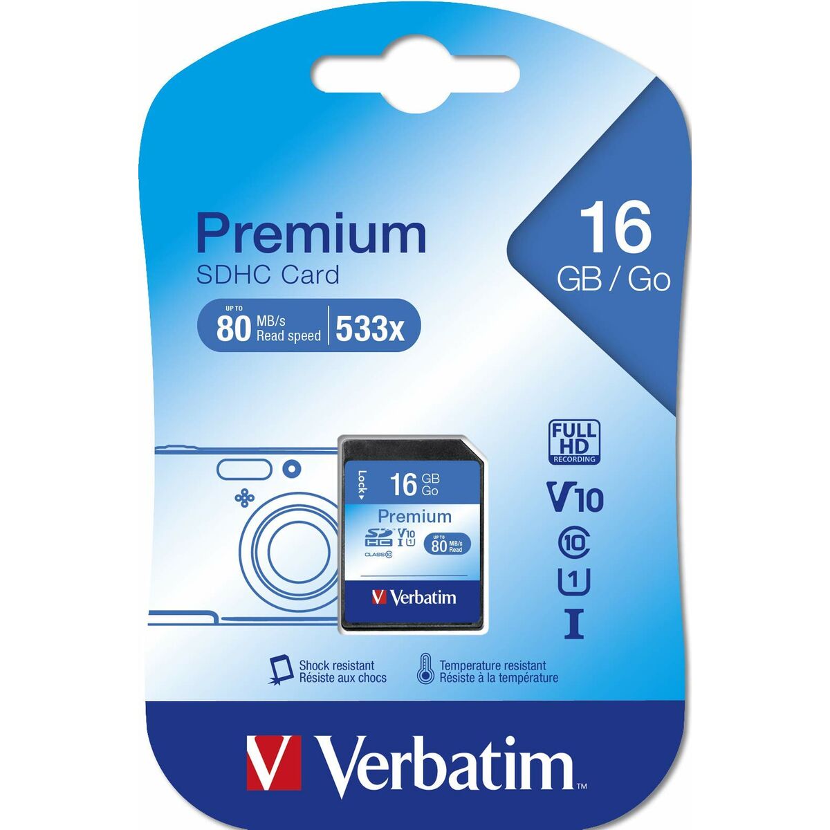 SD Memory Card Verbatim PREMIUM SDHC C10/U1 16 GB SD Memory Card Verbatim PREMIUM SDHC C10/U1 16 GB