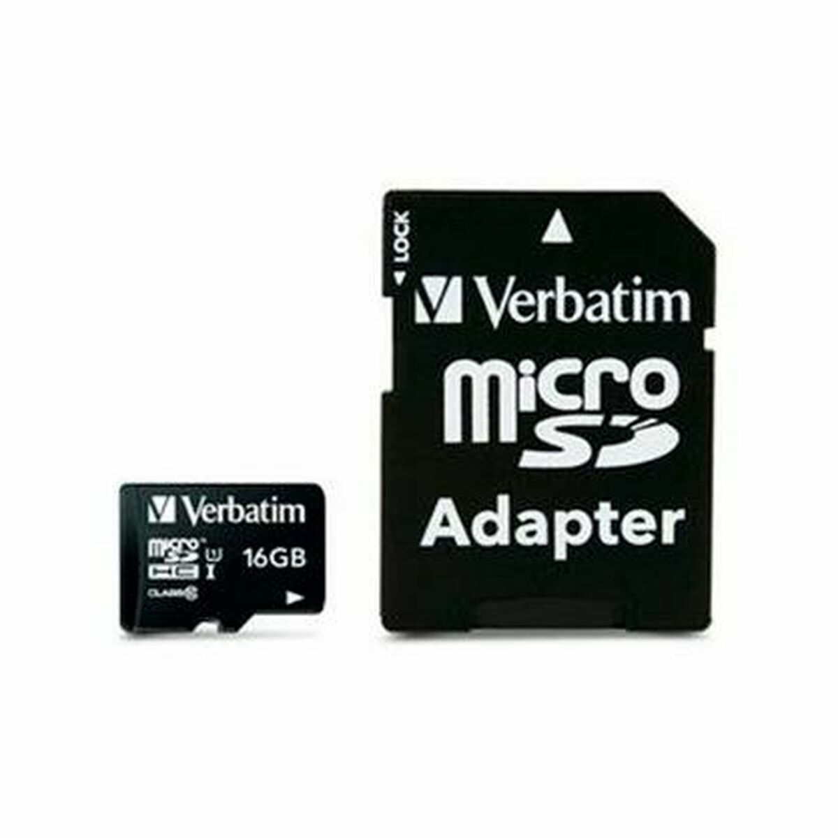 Micro SD Memory Card with Adaptor Verbatim Black 16 GB Micro SD Memory Card with Adaptor Verbatim Black 16 GB