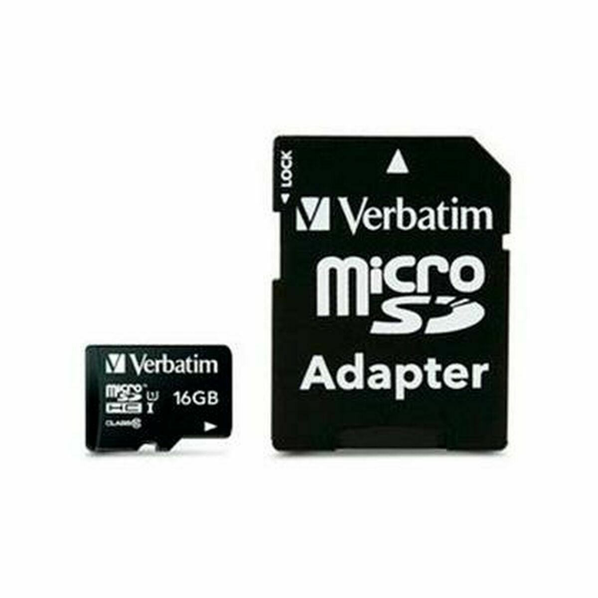 Micro SD Memory Card with Adaptor Verbatim Black 16 GB Micro SD Memory Card with Adaptor Verbatim Black 16 GB