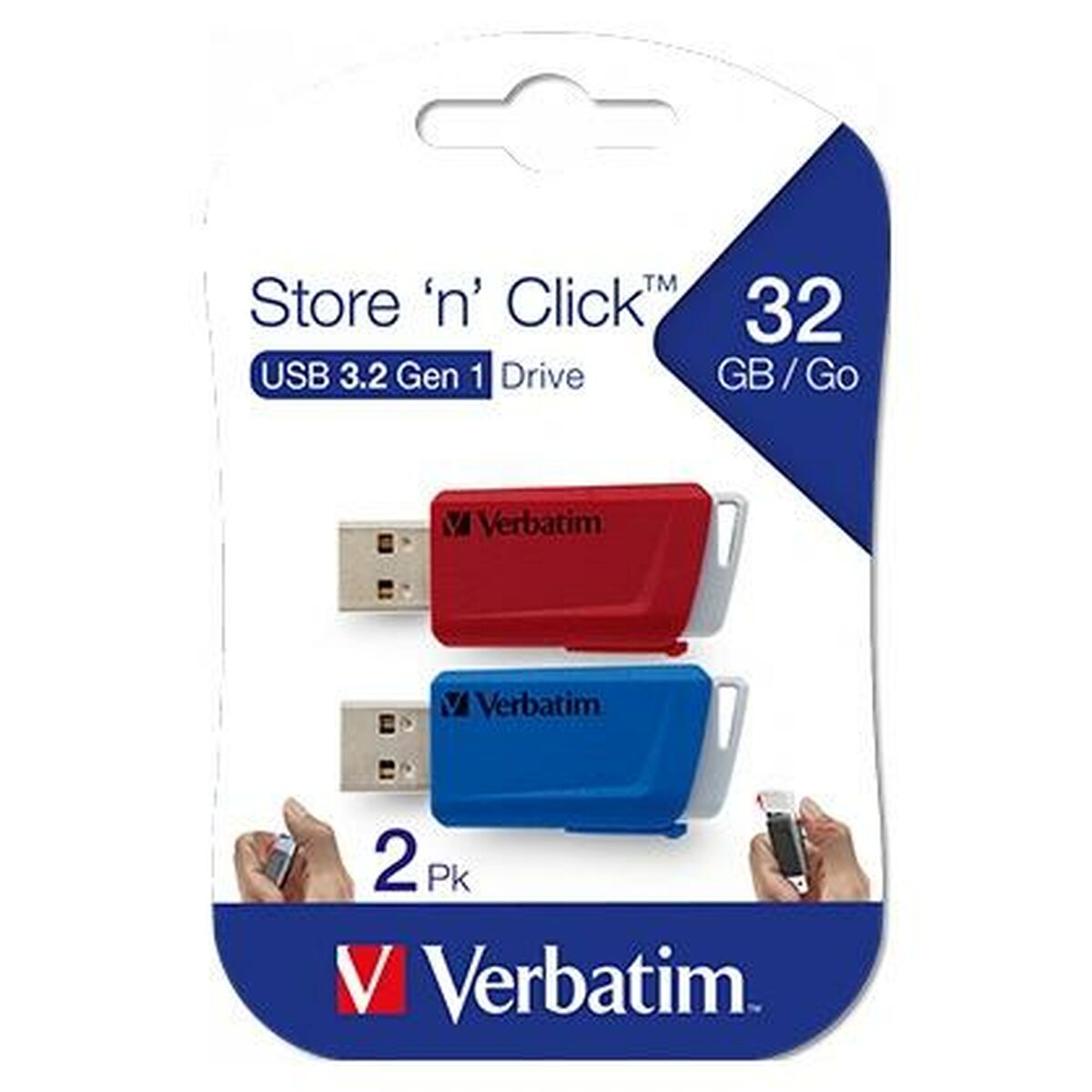 Pendrive Verbatim Store 'n' Click 2 Pieces Blue Multicolour 32 GB Pendrive Verbatim Store 'n' Click 2 Pieces Blue Multicolour 32 GB