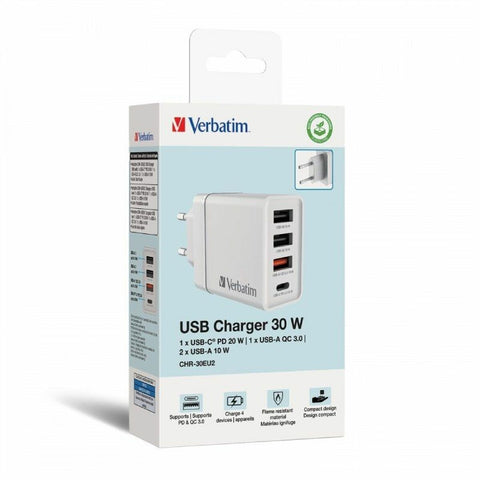 Wall Charger Verbatim CHR-30EU2 30 W Wall Charger Verbatim CHR-30EU2 30 W