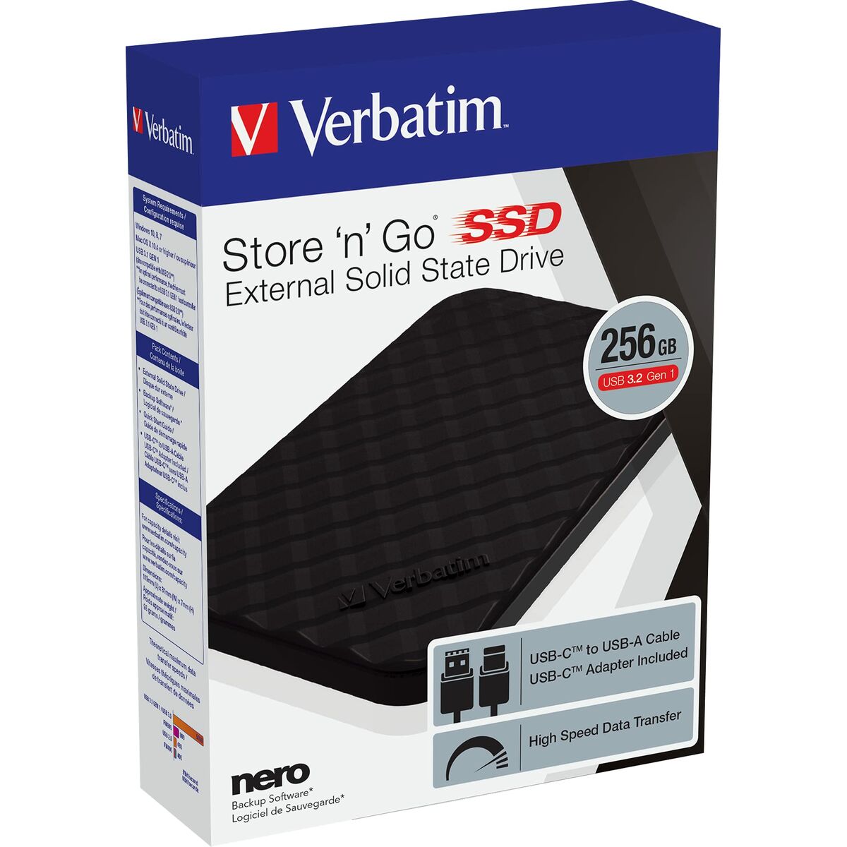 External Hard Drive Verbatim Store 'n' Go 2,5" 256 GB External Hard Drive Verbatim Store 'n' Go 2,5" 256 GB