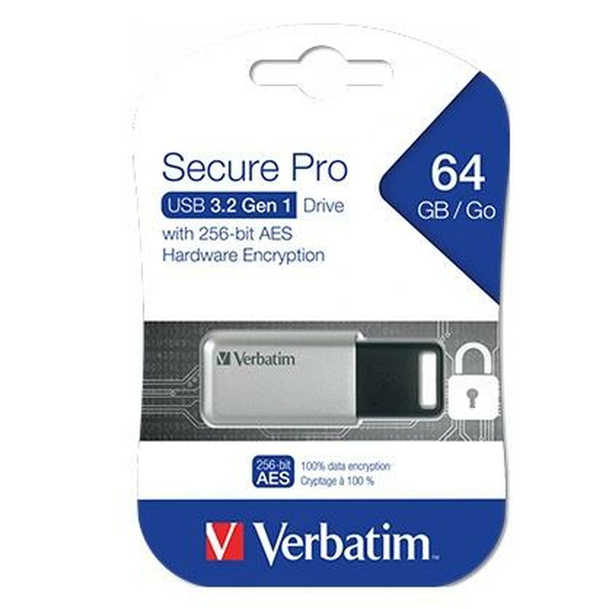 USB stick Verbatim Secure Pro Black Black/Grey 64 GB USB stick Verbatim Secure Pro Black Black/Grey 64 GB