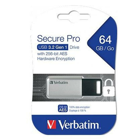 USB stick Verbatim Secure Pro Black Black/Grey 64 GB USB stick Verbatim Secure Pro Black Black/Grey 64 GB