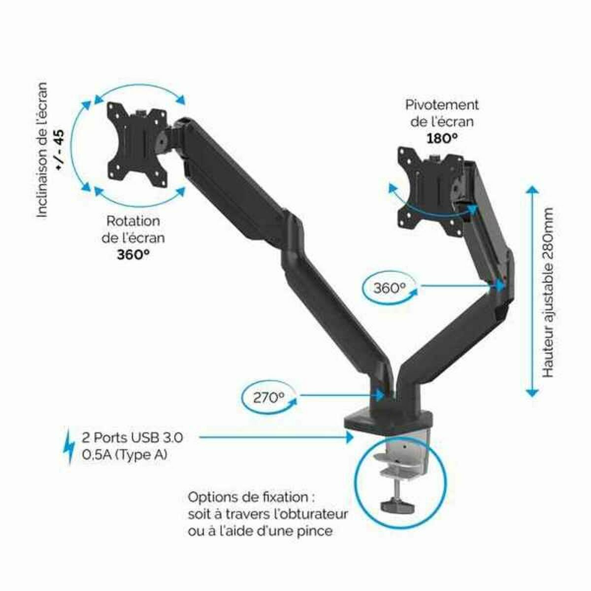 TV Wall Mount with Arm Fellowes 8042501 Multi-arm Black 16 Kg TV Wall Mount with Arm Fellowes 8042501 Multi-arm Black 16 Kg
