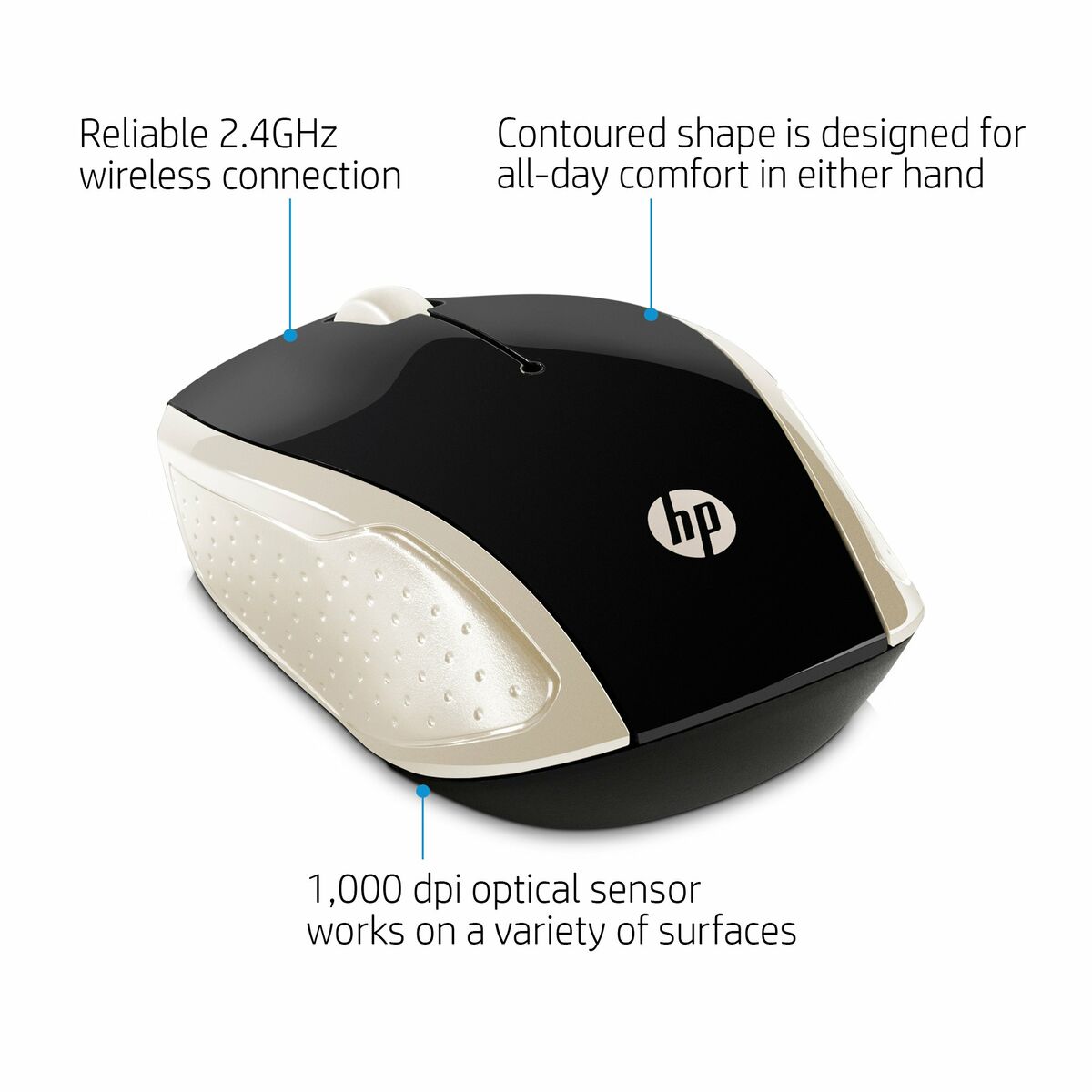 Mouse HP 200 (Silk Gold) Black Gold 1000 dpi Mouse HP 200 (Silk Gold) Black Gold 1000 dpi