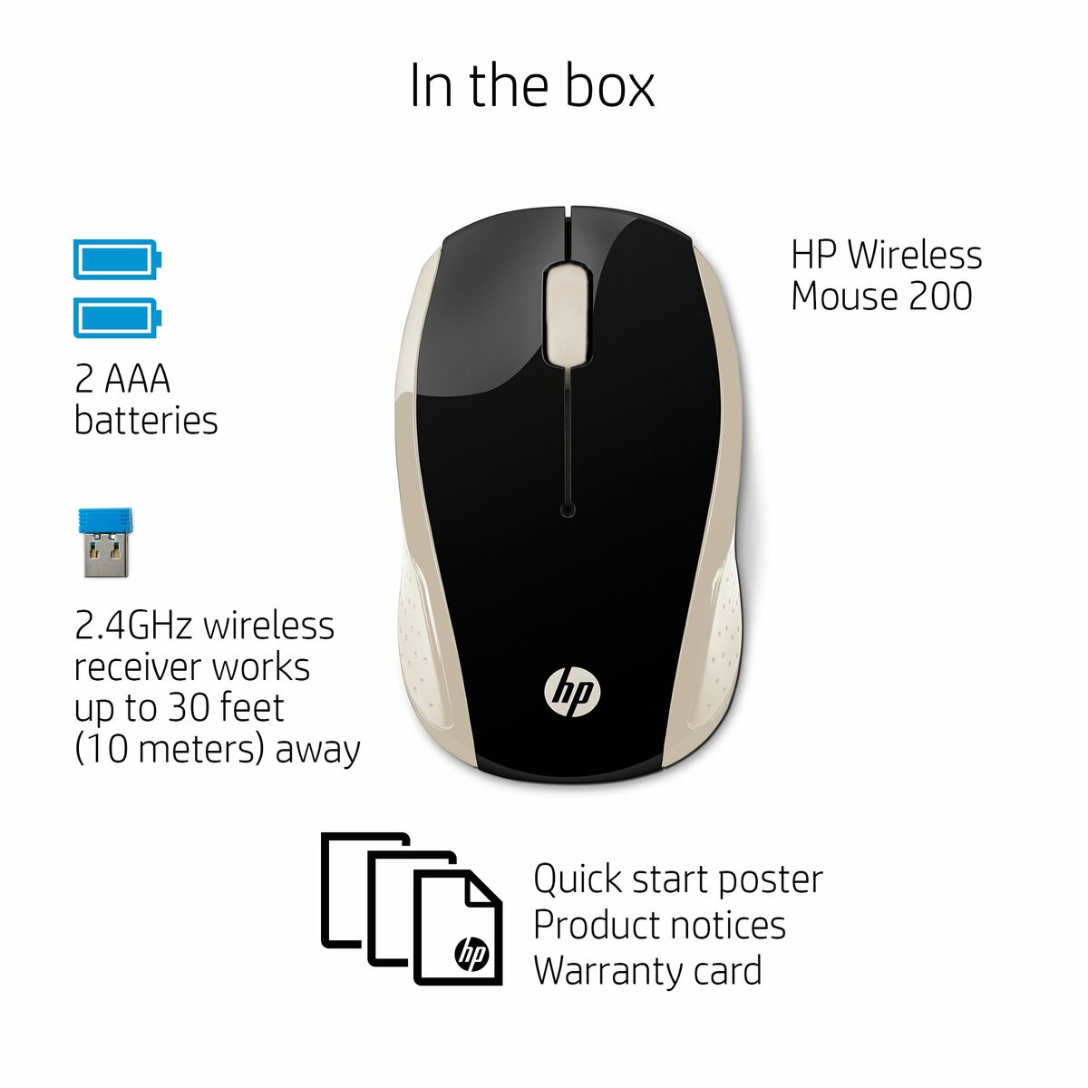 Mouse HP 200 (Silk Gold) Black Gold 1000 dpi Mouse HP 200 (Silk Gold) Black Gold 1000 dpi