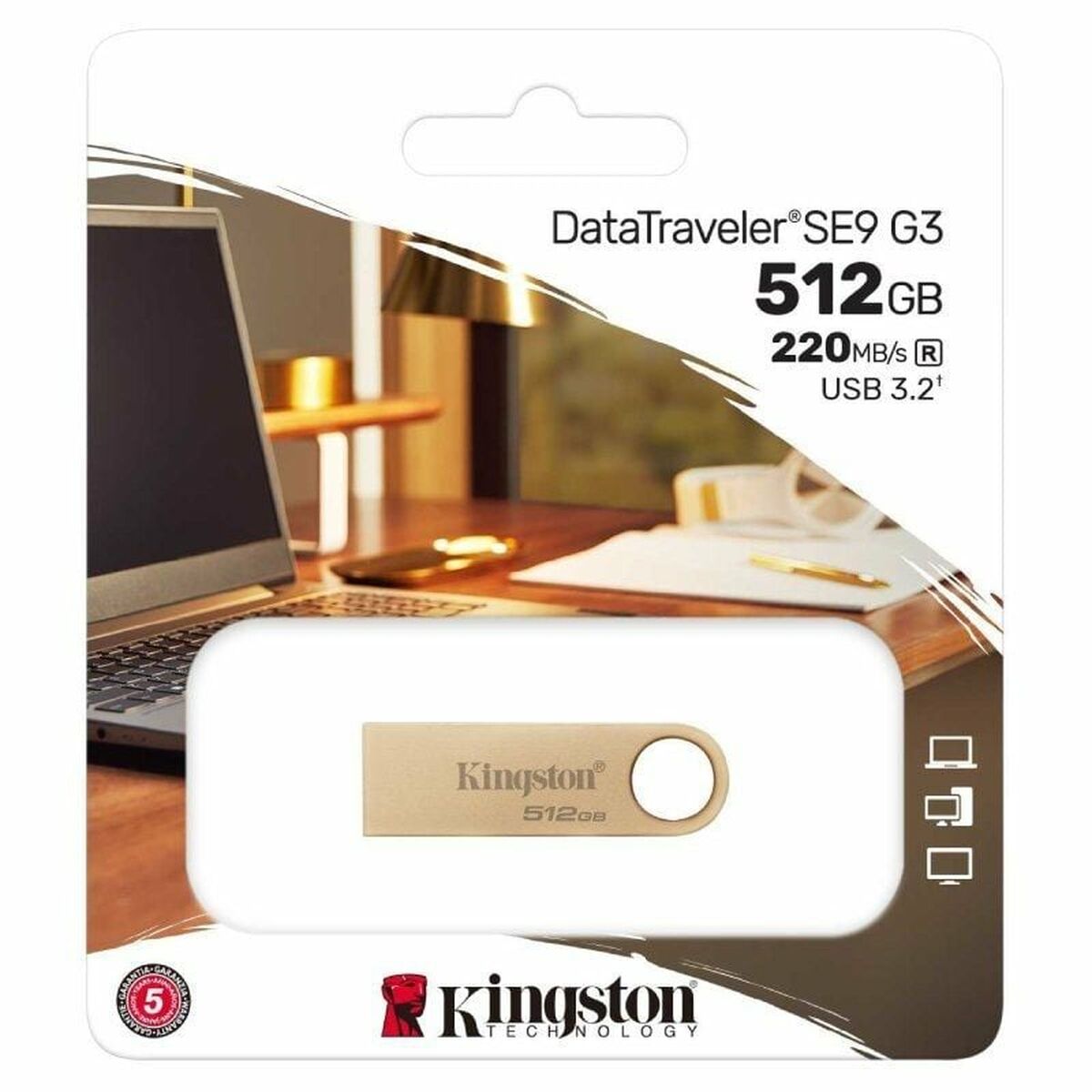 USB stick Kingston DataTraveler SE9 G3 512 GB Golden USB stick Kingston DataTraveler SE9 G3 512 GB Golden