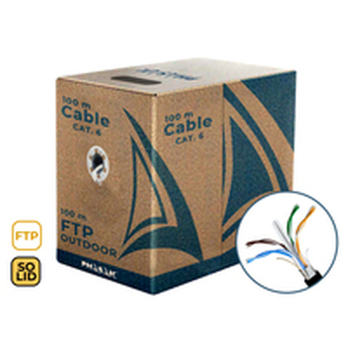FTP Category 6 Rigid Network Cable Phasak PHR 681 Black 100 m FTP Category 6 Rigid Network Cable Phasak PHR 681 Black 100 m