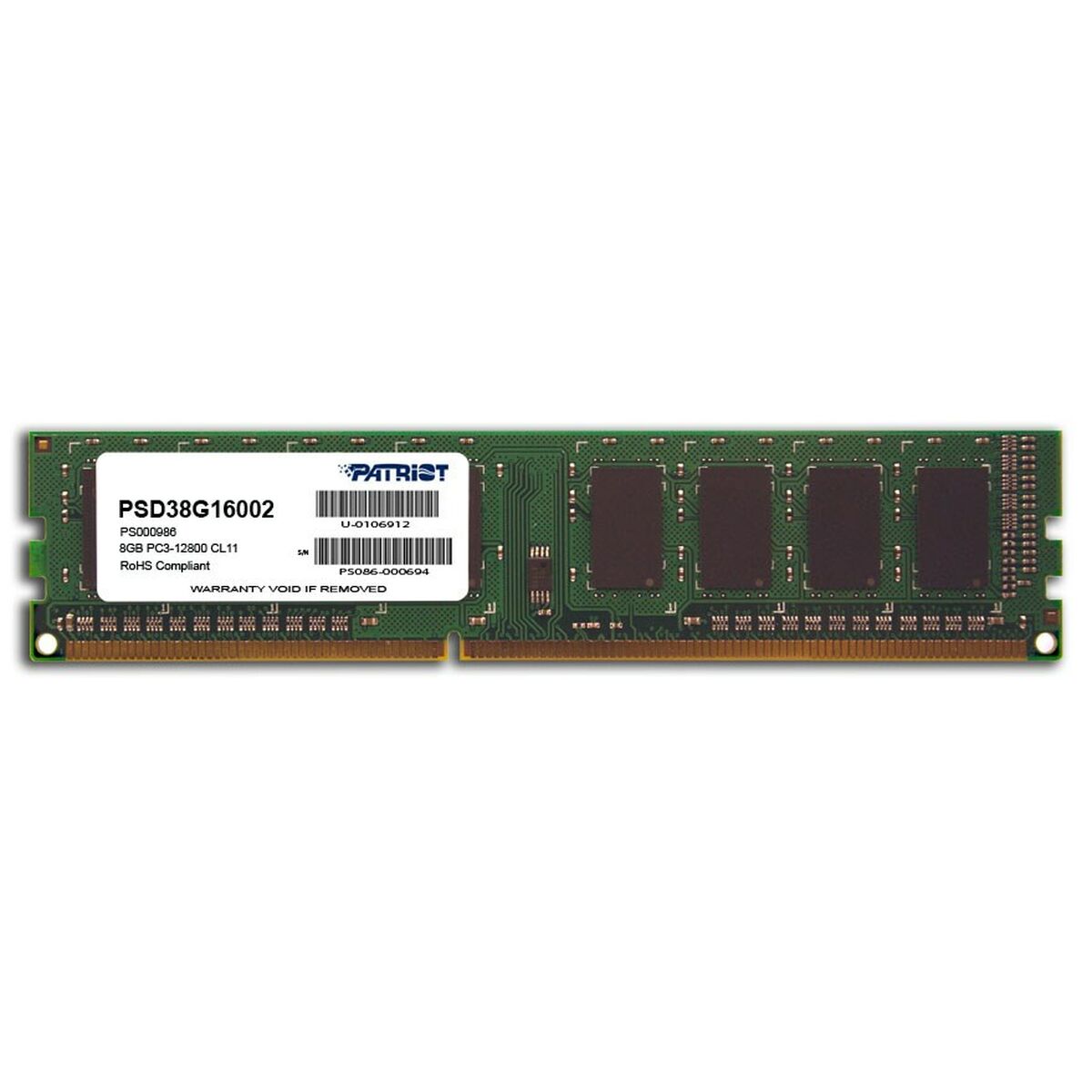 RAM Memory Patriot Memory PC3-12800 CL11 8 GB RAM Memory Patriot Memory PC3-12800 CL11 8 GB