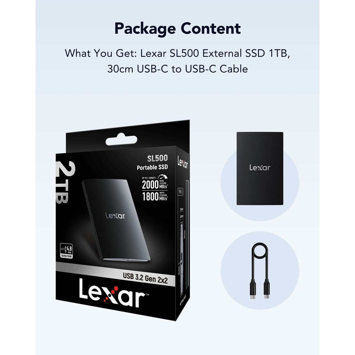 External Hard Drive Lexar LSL500X001T-RNBNG 1 TB SSD 2,5" External Hard Drive Lexar LSL500X001T-RNBNG 1 TB SSD 2,5"