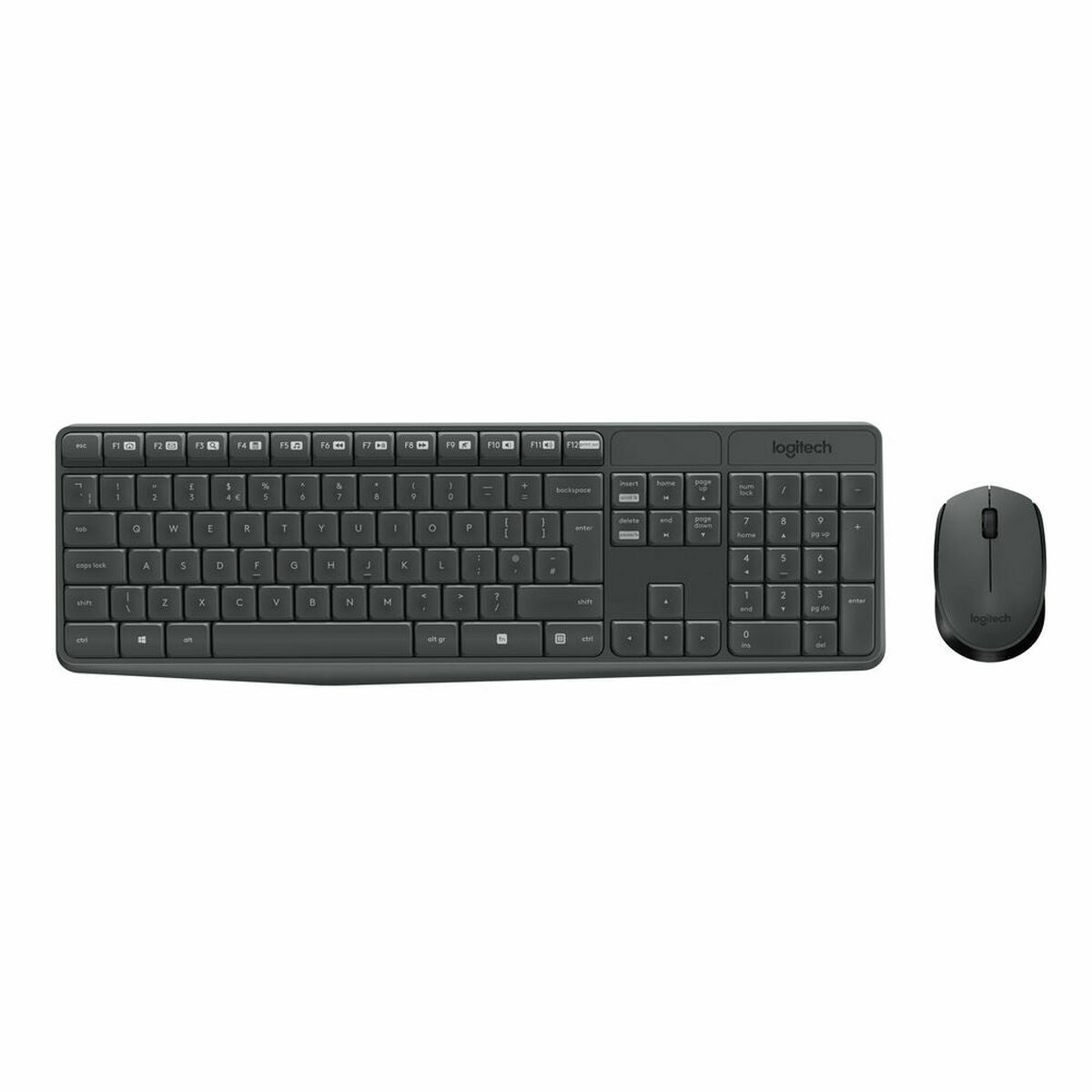 Keyboard and Wireless Mouse Logitech MK235 Black Grey QWERTY Qwerty US Keyboard and Wireless Mouse Logitech MK235 Black Grey QWERTY Qwerty US