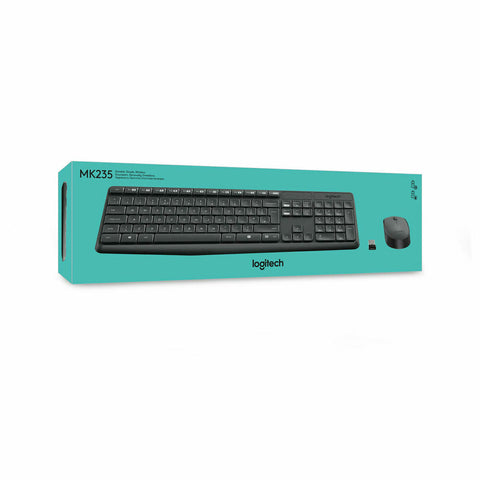 Keyboard and Wireless Mouse Logitech MK235 Black Grey QWERTY Qwerty US Keyboard and Wireless Mouse Logitech MK235 Black Grey QWERTY Qwerty US