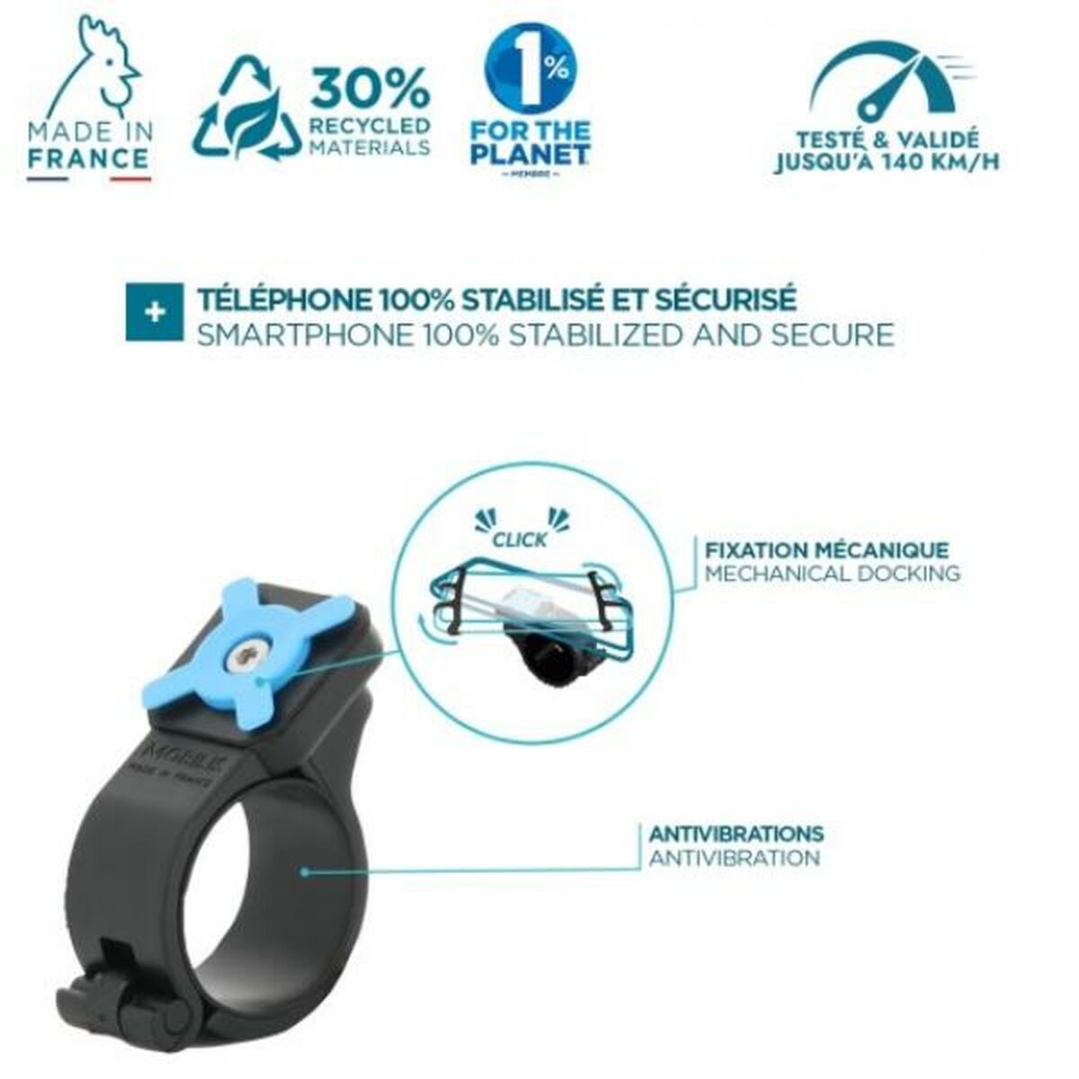 Sports Camera Support for Bicycles Mobilis 044028 Black Silicone Sports Camera Support for Bicycles Mobilis 044028 Black Silicone