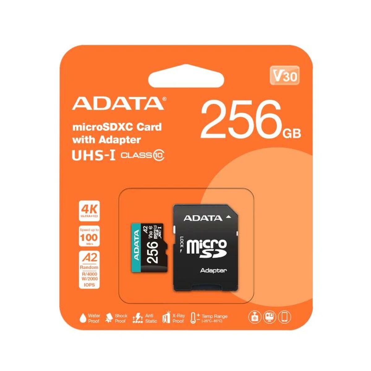 Micro SD Card Adata AUSDX256GUI3V30SA2 256 GB Micro SD Card Adata AUSDX256GUI3V30SA2 256 GB