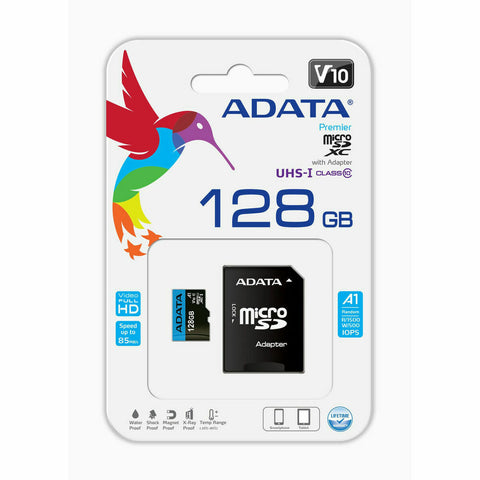 Micro SD Memory Card with Adaptor Adata Premier 128 GB Micro SD Memory Card with Adaptor Adata Premier 128 GB