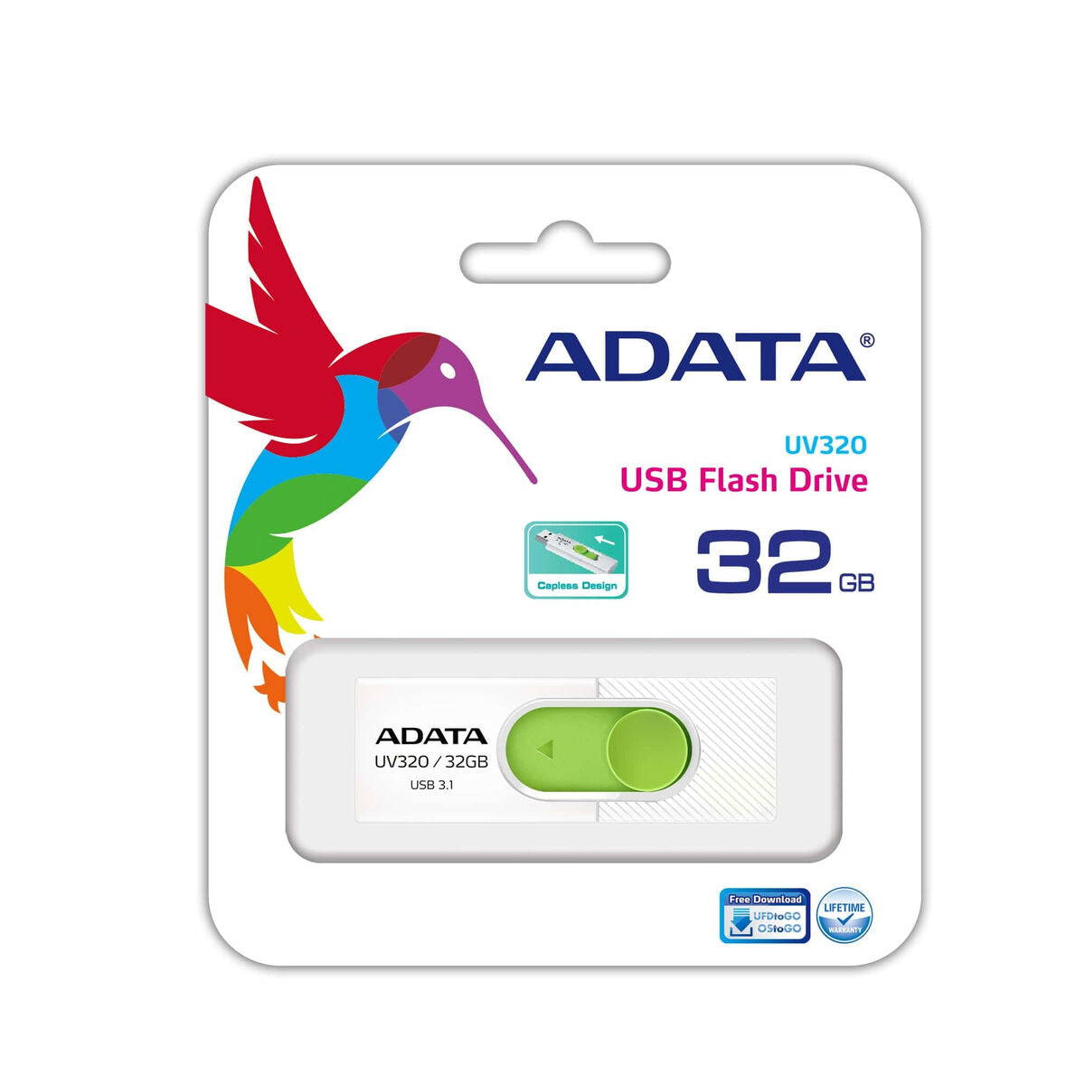USB stick Adata UV320 32 GB White/Green USB stick Adata UV320 32 GB White/Green