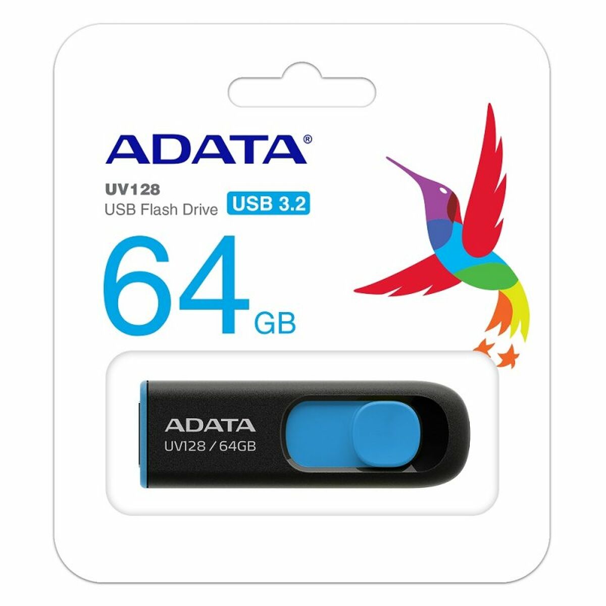 USB stick Adata 64GB DashDrive UV128 Blue Black 64 GB USB stick Adata 64GB DashDrive UV128 Blue Black 64 GB