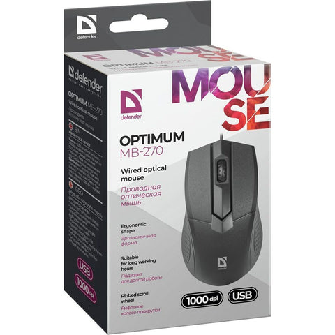 Optical mouse Defender Optimum MB-270 Black 1000 dpi (1000 dpi) Optical mouse Defender Optimum MB-270 Black 1000 dpi (1000 dpi)