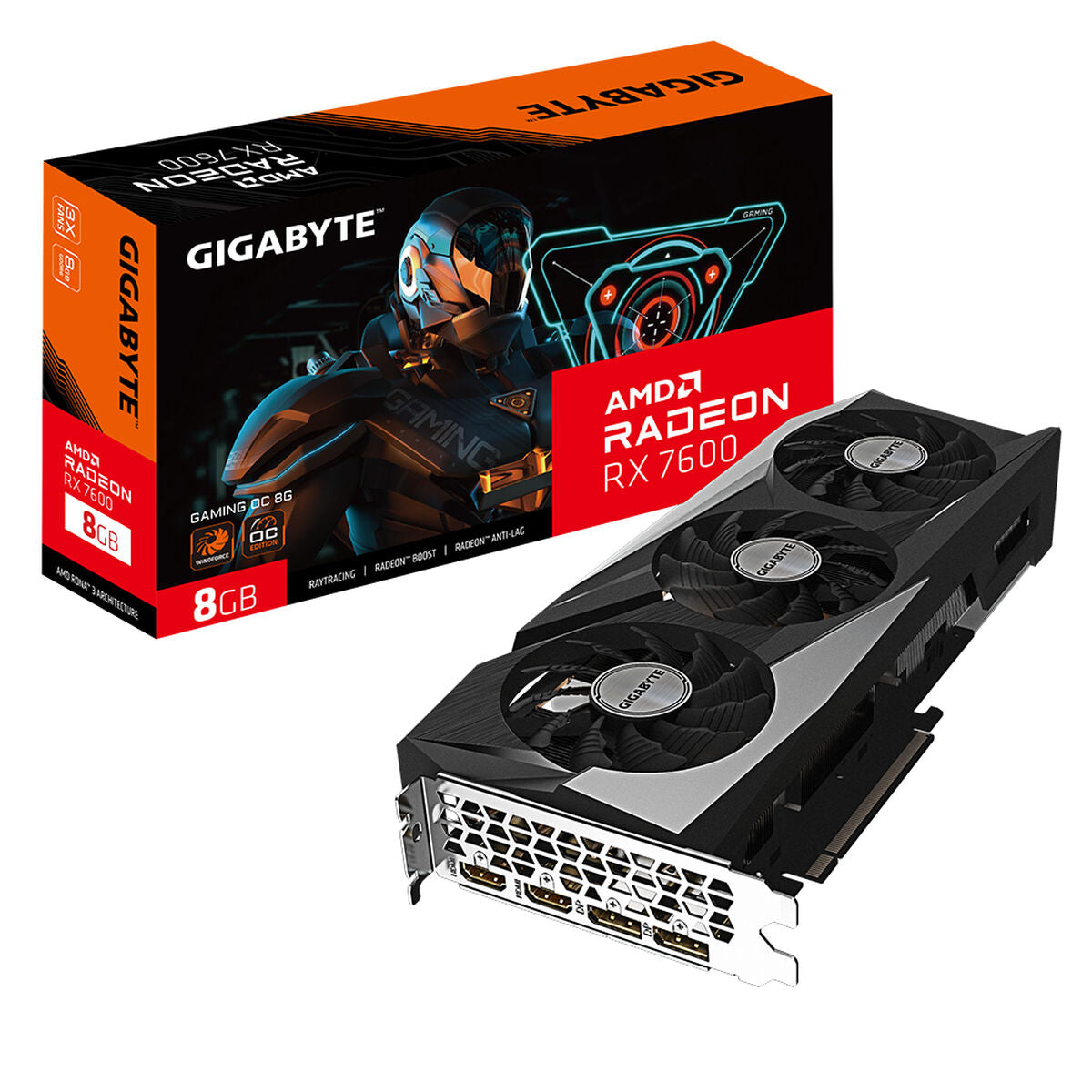 Graphics card Gigabyte Radeon RX 7600 GAMING OC 8G AMD AMD Radeon RX 7600 GDDR6 Graphics card Gigabyte Radeon RX 7600 GAMING OC 8G AMD AMD Radeon RX 7600 GDDR6