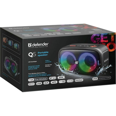 Portable Bluetooth Speakers Defender 65305 Black 20 W Portable Bluetooth Speakers Defender 65305 Black 20 W