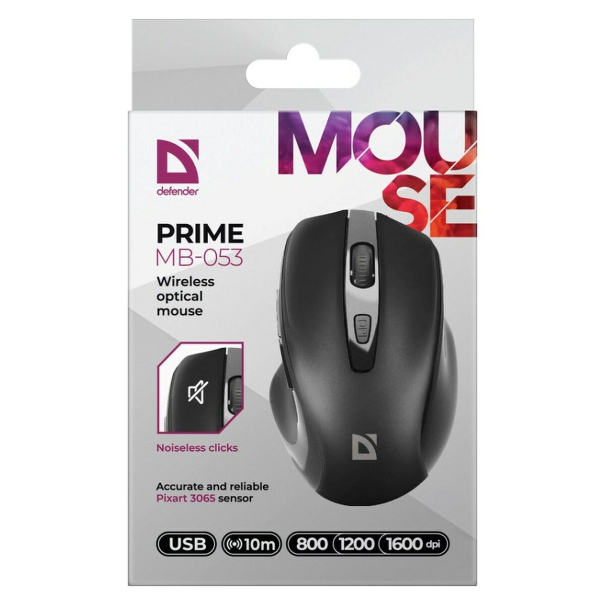 Optical Wireless Mouse Defender DEFENDER PRIME MB-053 RF SILENT Black Optical Wireless Mouse Defender DEFENDER PRIME MB-053 RF SILENT Black