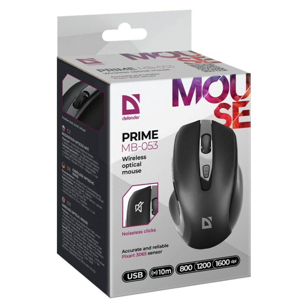 Optical Wireless Mouse Defender DEFENDER PRIME MB-053 RF SILENT Black Optical Wireless Mouse Defender DEFENDER PRIME MB-053 RF SILENT Black
