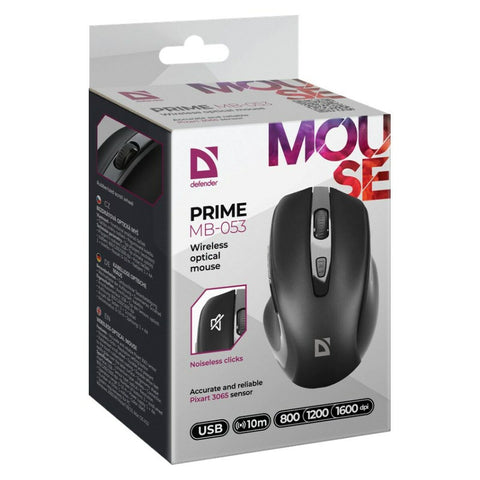 Optical Wireless Mouse Defender DEFENDER PRIME MB-053 RF SILENT Black Optical Wireless Mouse Defender DEFENDER PRIME MB-053 RF SILENT Black