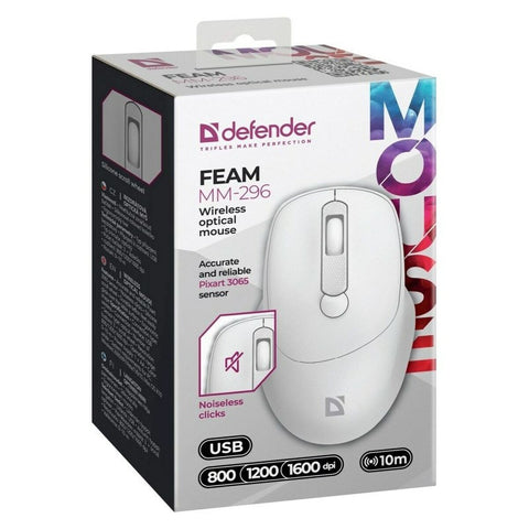 Wireless Mouse Defender MM-296 RF White Wireless Mouse Defender MM-296 RF White