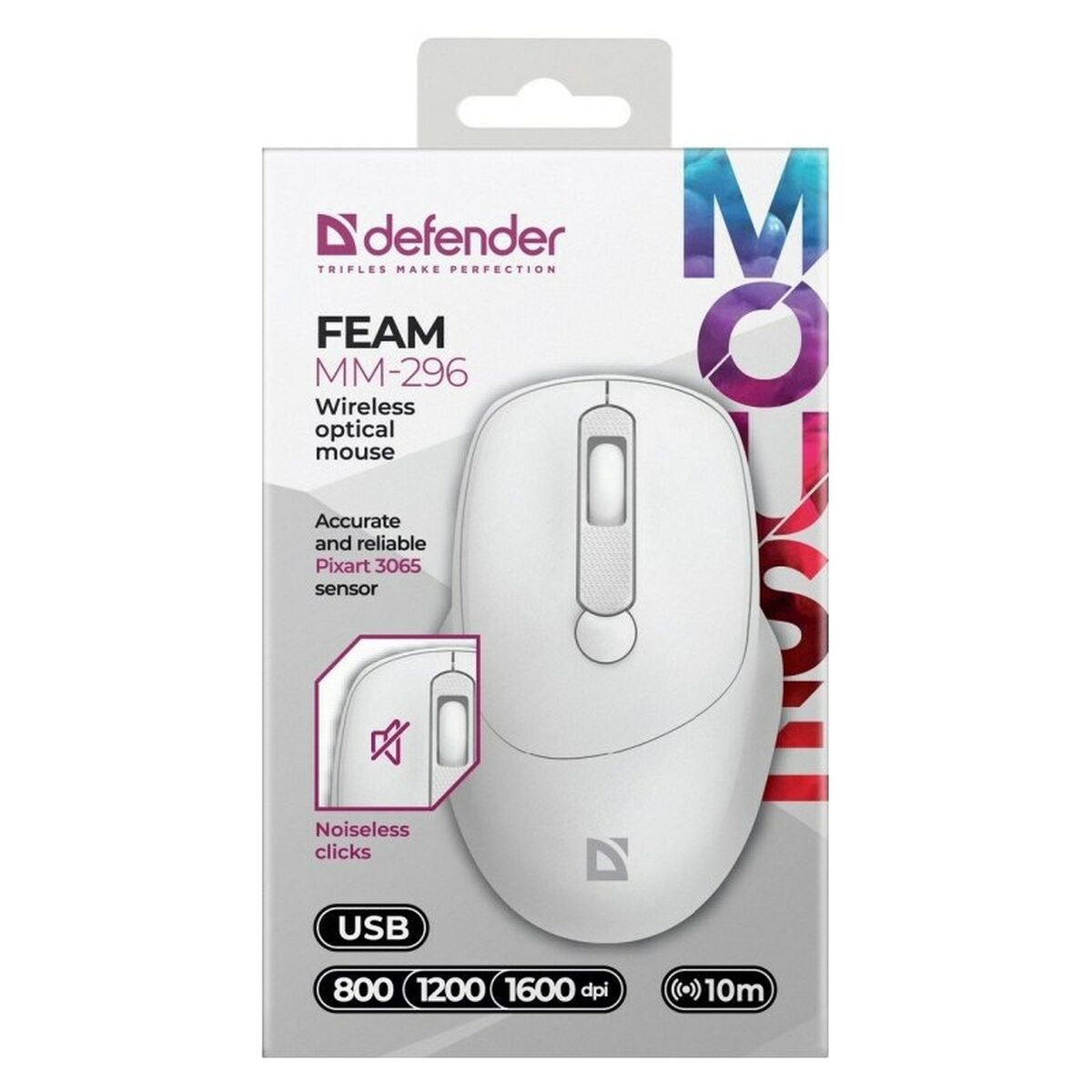 Wireless Mouse Defender MM-296 RF White Wireless Mouse Defender MM-296 RF White