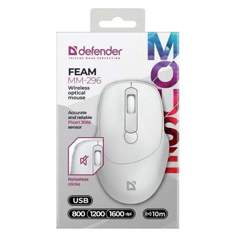 Wireless Mouse Defender MM-296 RF White Wireless Mouse Defender MM-296 RF White