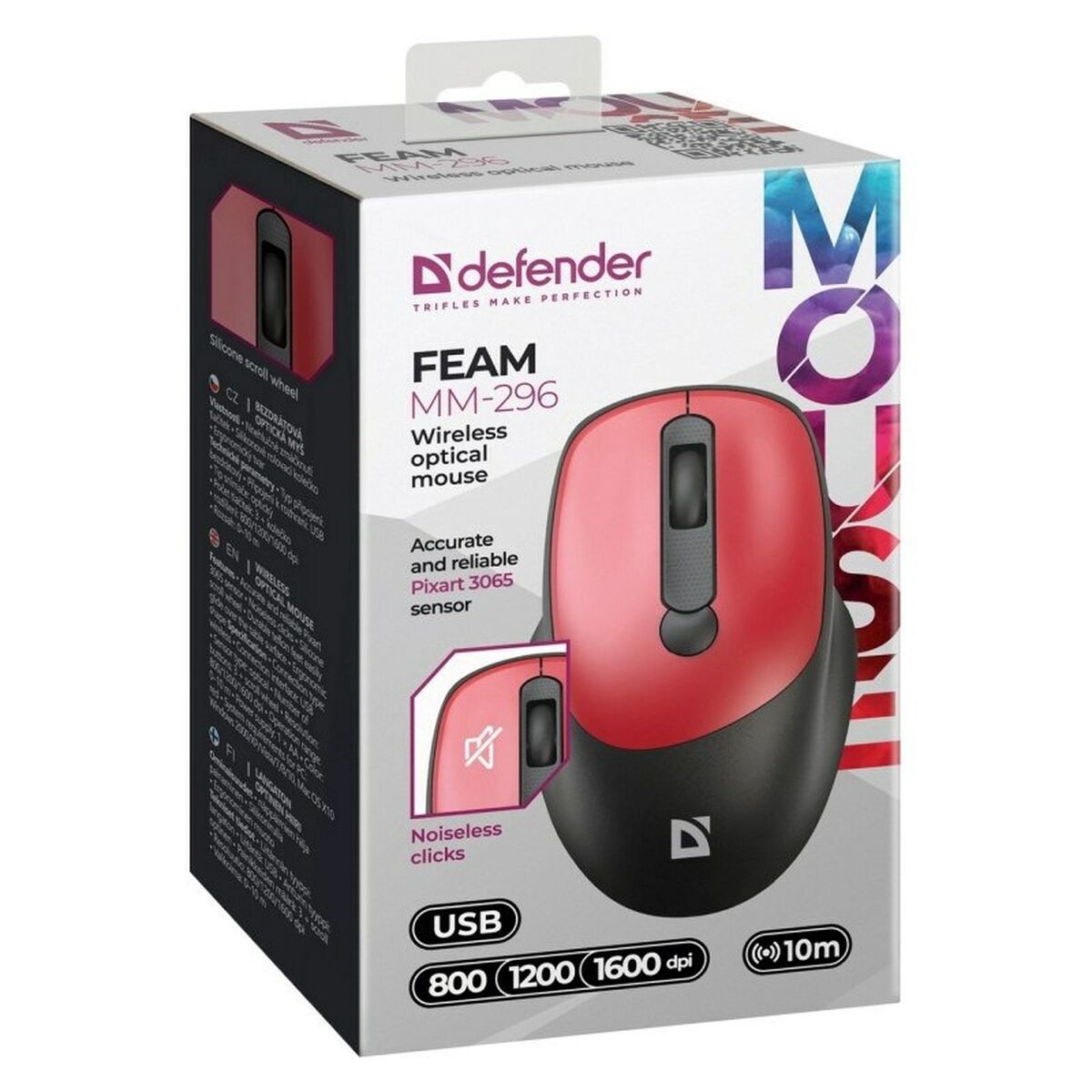 Wireless Mouse Defender FEAM MM-296 RF SILENT Red Wireless Mouse Defender FEAM MM-296 RF SILENT Red