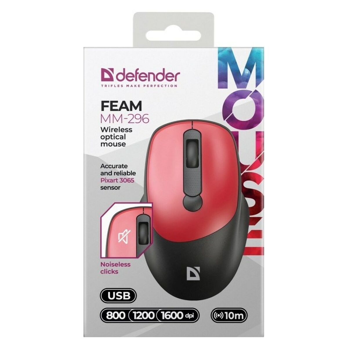 Wireless Mouse Defender FEAM MM-296 RF SILENT Red Wireless Mouse Defender FEAM MM-296 RF SILENT Red