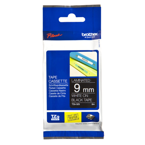 Laminated Tape for Labelling Machines Brother TZE325 Black White/Black 9 mm Laminated Tape for Labelling Machines Brother TZE325 Black White/Black 9 mm