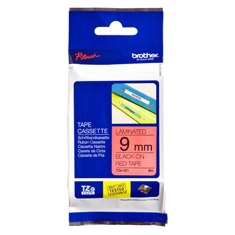 Laminated Tape for Labelling Machines Brother TZE421 Black/Red 9 mm Laminated Tape for Labelling Machines Brother TZE421 Black/Red 9 mm