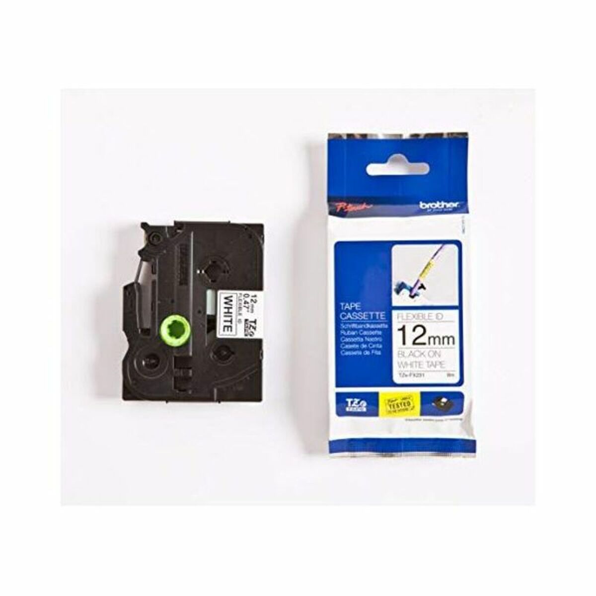 Laminated Tape for Labelling Machines Brother TZEFX231 12 mm x 8 m Black/White Laminated Tape for Labelling Machines Brother TZEFX231 12 mm x 8 m Black/White
