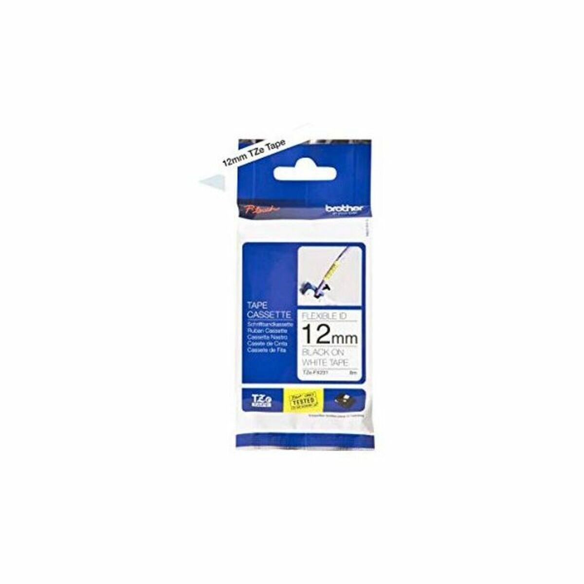 Laminated Tape for Labelling Machines Brother TZEFX231 12 mm x 8 m Black/White Laminated Tape for Labelling Machines Brother TZEFX231 12 mm x 8 m Black/White