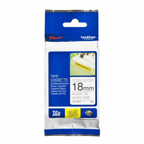 Laminated Tape for Labelling Machines Brother TZeS241 White Grey Black/White 18 mm Laminated Tape for Labelling Machines Brother TZeS241 White Grey Black/White 18 mm