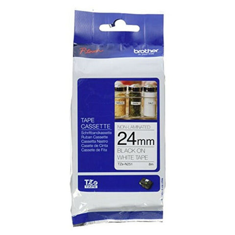 Laminated Tape for Labelling Machines Brother TZEN251 8 m White Black Black/White Laminated Tape for Labelling Machines Brother TZEN251 8 m White Black Black/White