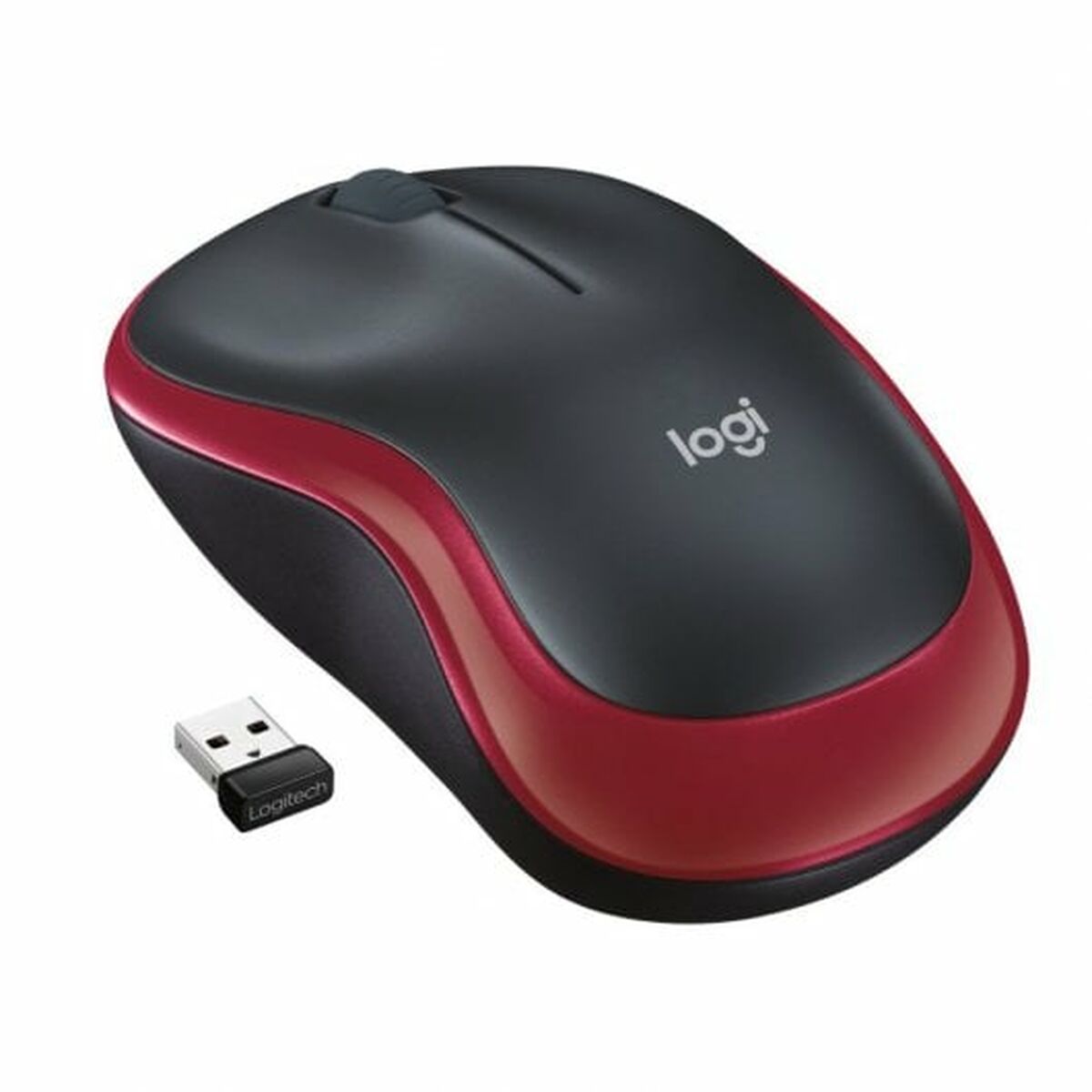 Wireless Mouse Logitech M185 Black Red Monochrome 1000 dpi Wireless Mouse Logitech M185 Black Red Monochrome 1000 dpi