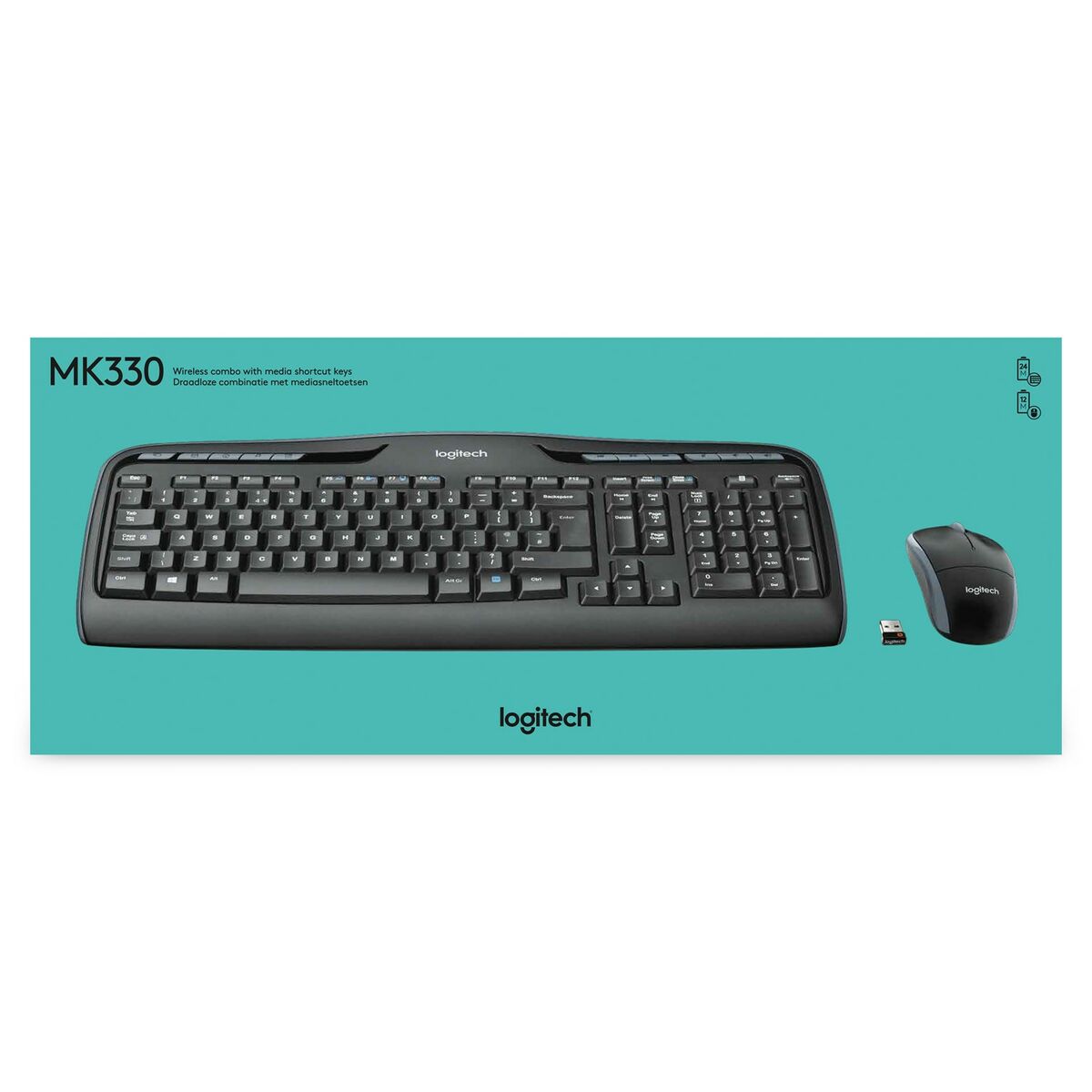 Keyboard and Mouse Logitech Wireless Combo MK330 Black Qwerty US Keyboard and Mouse Logitech Wireless Combo MK330 Black Qwerty US