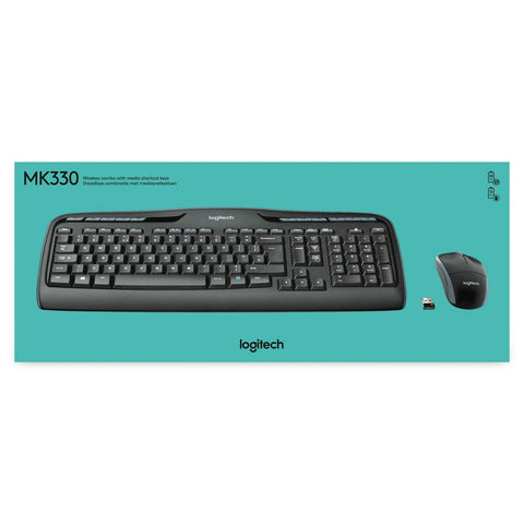 Keyboard and Mouse Logitech Wireless Combo MK330 Black Qwerty US Keyboard and Mouse Logitech Wireless Combo MK330 Black Qwerty US