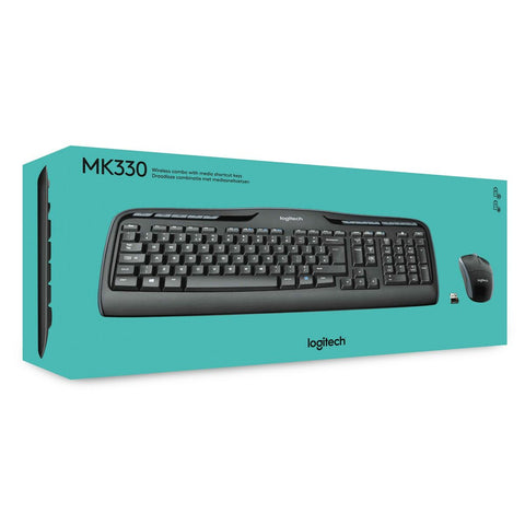 Keyboard and Mouse Logitech Wireless Combo MK330 Black Qwerty US Keyboard and Mouse Logitech Wireless Combo MK330 Black Qwerty US