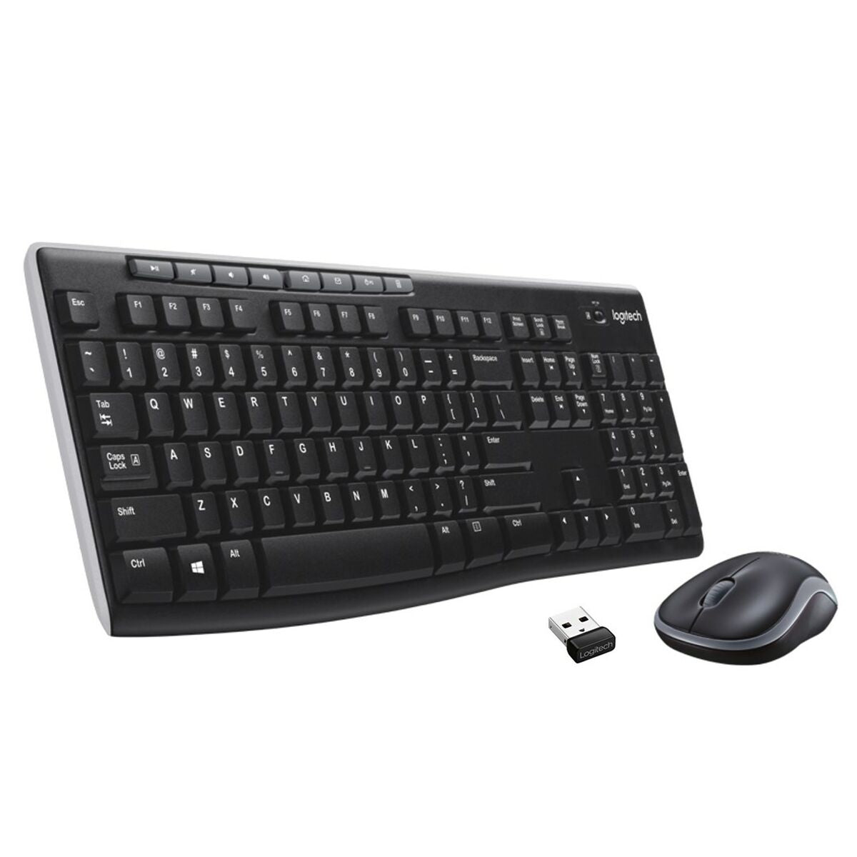 Keyboard and Wireless Mouse Logitech MK270 Black Silver Qwerty US Keyboard and Wireless Mouse Logitech MK270 Black Silver Qwerty US