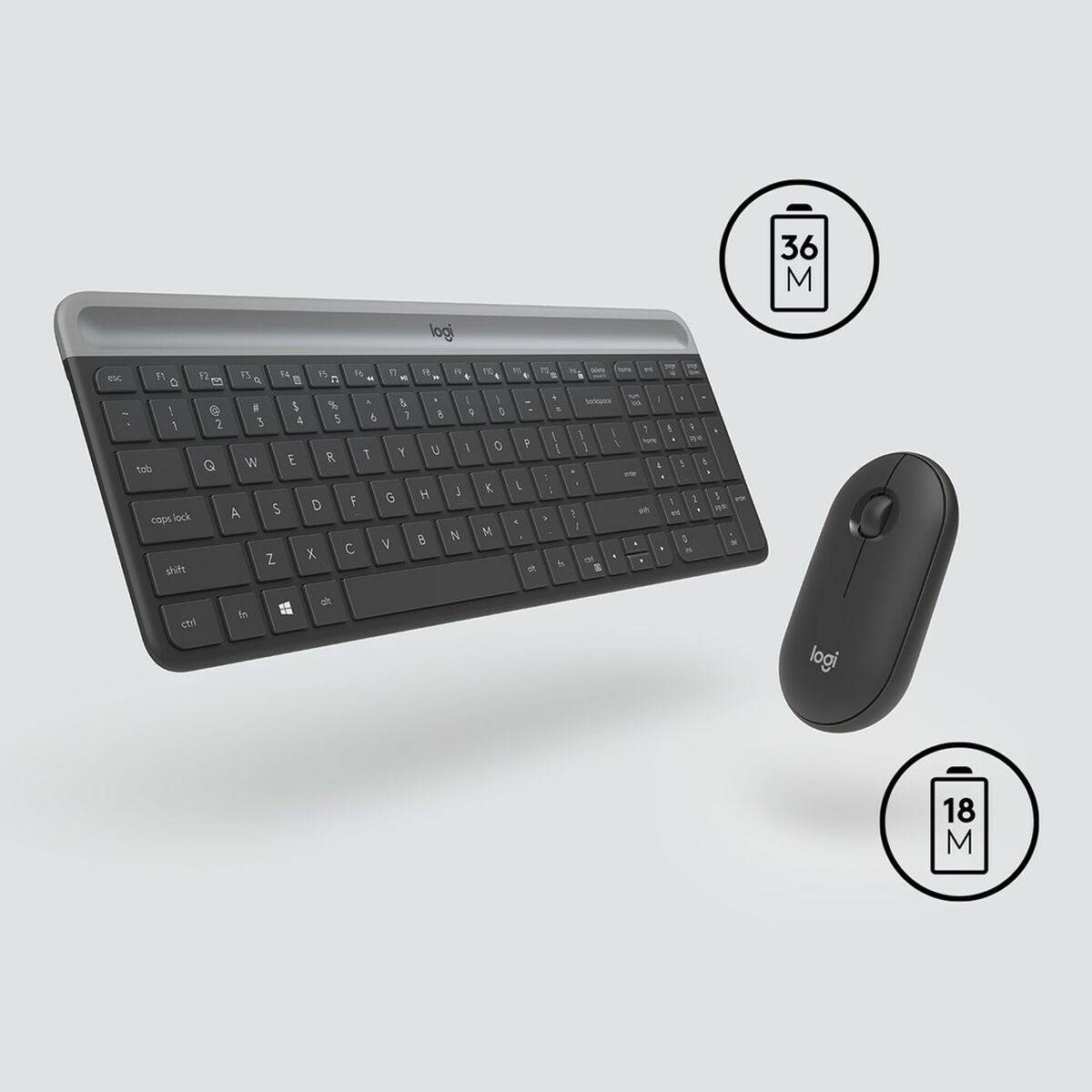Keyboard and Mouse Logitech MK470 Grey Graphite Qwerty US Keyboard and Mouse Logitech MK470 Grey Graphite Qwerty US