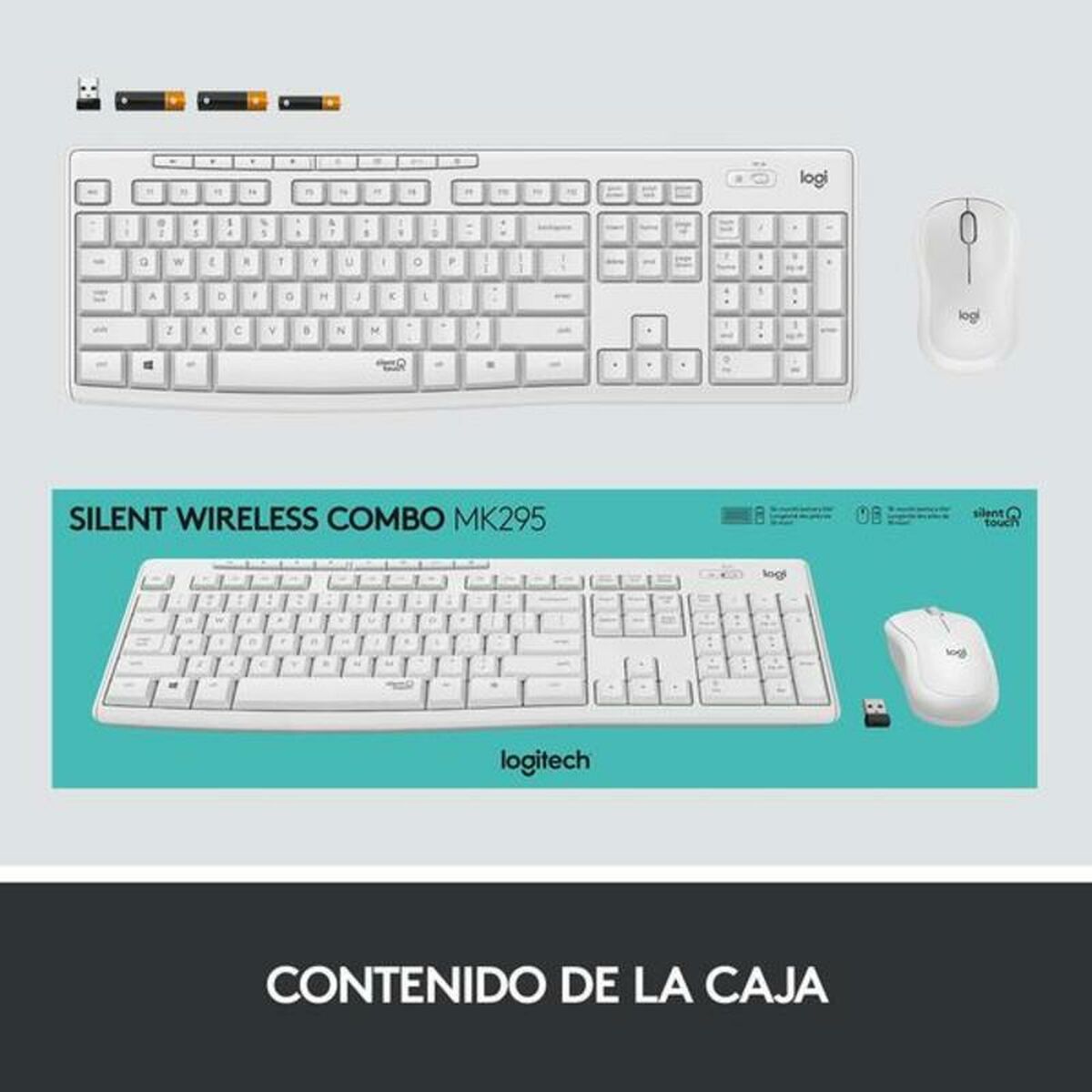 Keyboard and Mouse Logitech MK295 White Spanish Qwerty Keyboard and Mouse Logitech MK295 White Spanish Qwerty