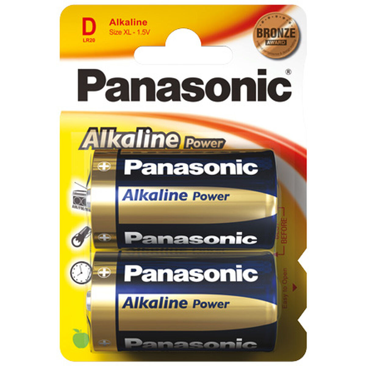Alkaline Batteries Panasonic Corp. Bronze LR20 1,5 V Type D (2 Units) Alkaline Batteries Panasonic Corp. Bronze LR20 1,5 V Type D (2 Units)