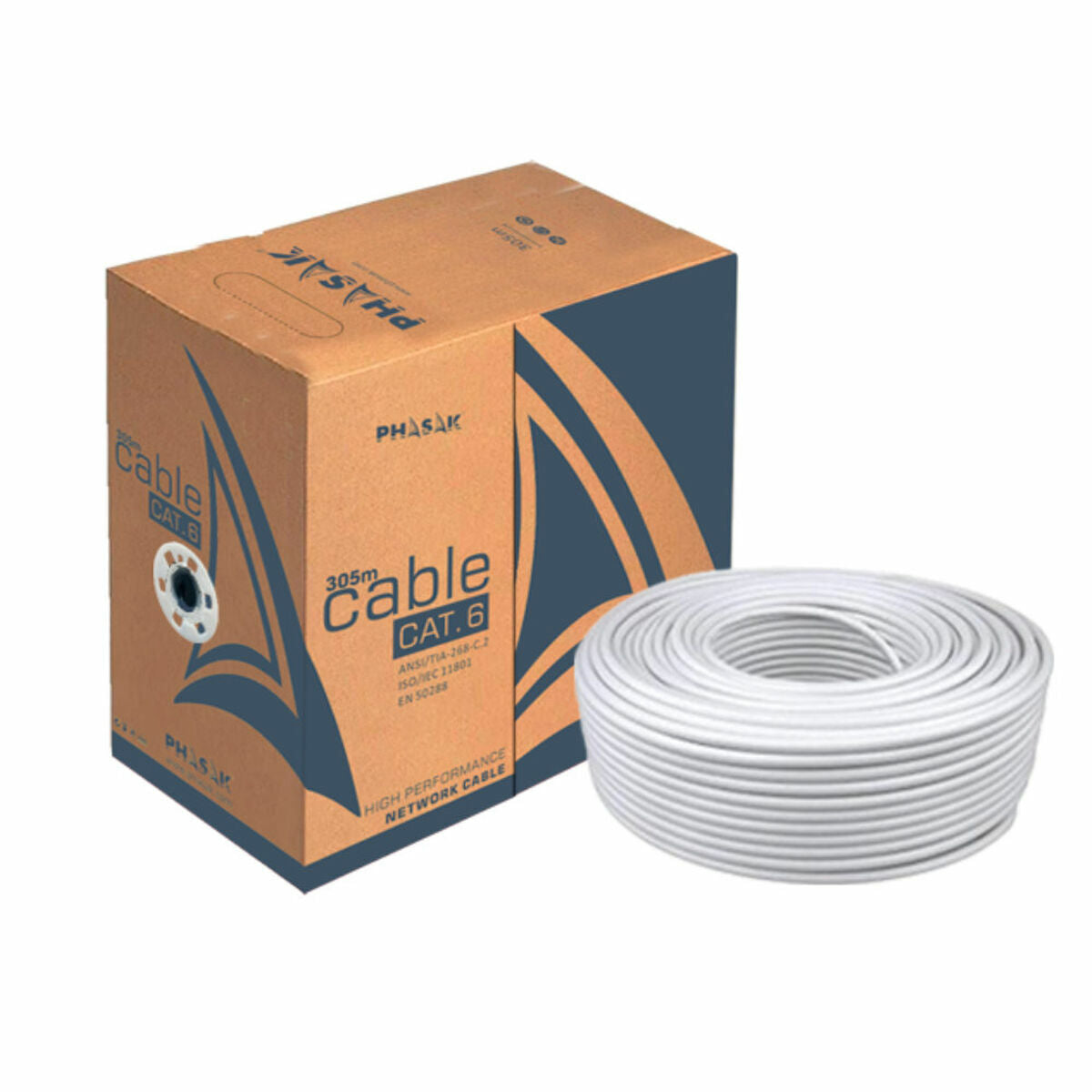 UTP Category 6 Rigid Network Cable Phasak PHR 6301 Grey 305 m UTP Category 6 Rigid Network Cable Phasak PHR 6301 Grey 305 m